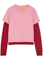 Guest In Residence Layered Long-sleeve Cotton-blend T-shirt Pink