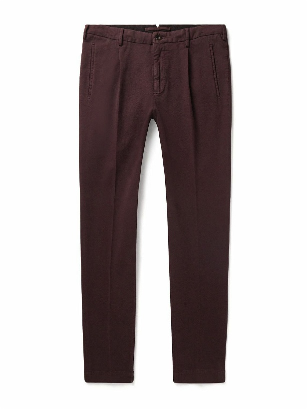 Photo: Incotex - Tapered Cotton-Blend Twill Trousers - Purple