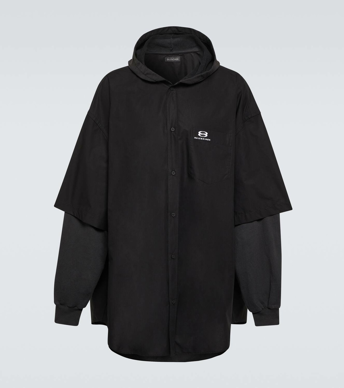 Balenciaga Patched cotton poplin and fleece jacket