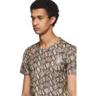 CMMN SWDN Beige and Black Snake Aries Tight Fit T-Shirt