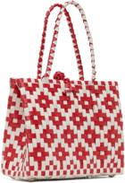 HARAGO White & Red Upcycled Tote