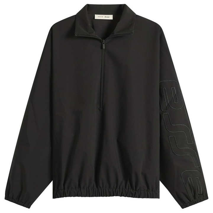 Photo: Fear of God ESSENTIALS Men's Active Trace 1/2 Zip Track Jacket in Vintage Black