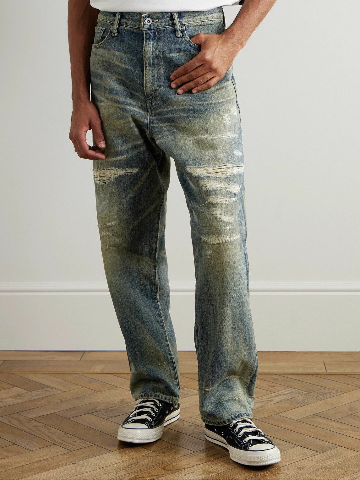Neighborhood - Savage Straight-Leg Distressed Selvedge Jeans - Blue ...