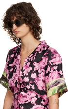 Dries Van Noten SSENSE Exclusive Brown Linda Farrow Edition Circle Sunglasses