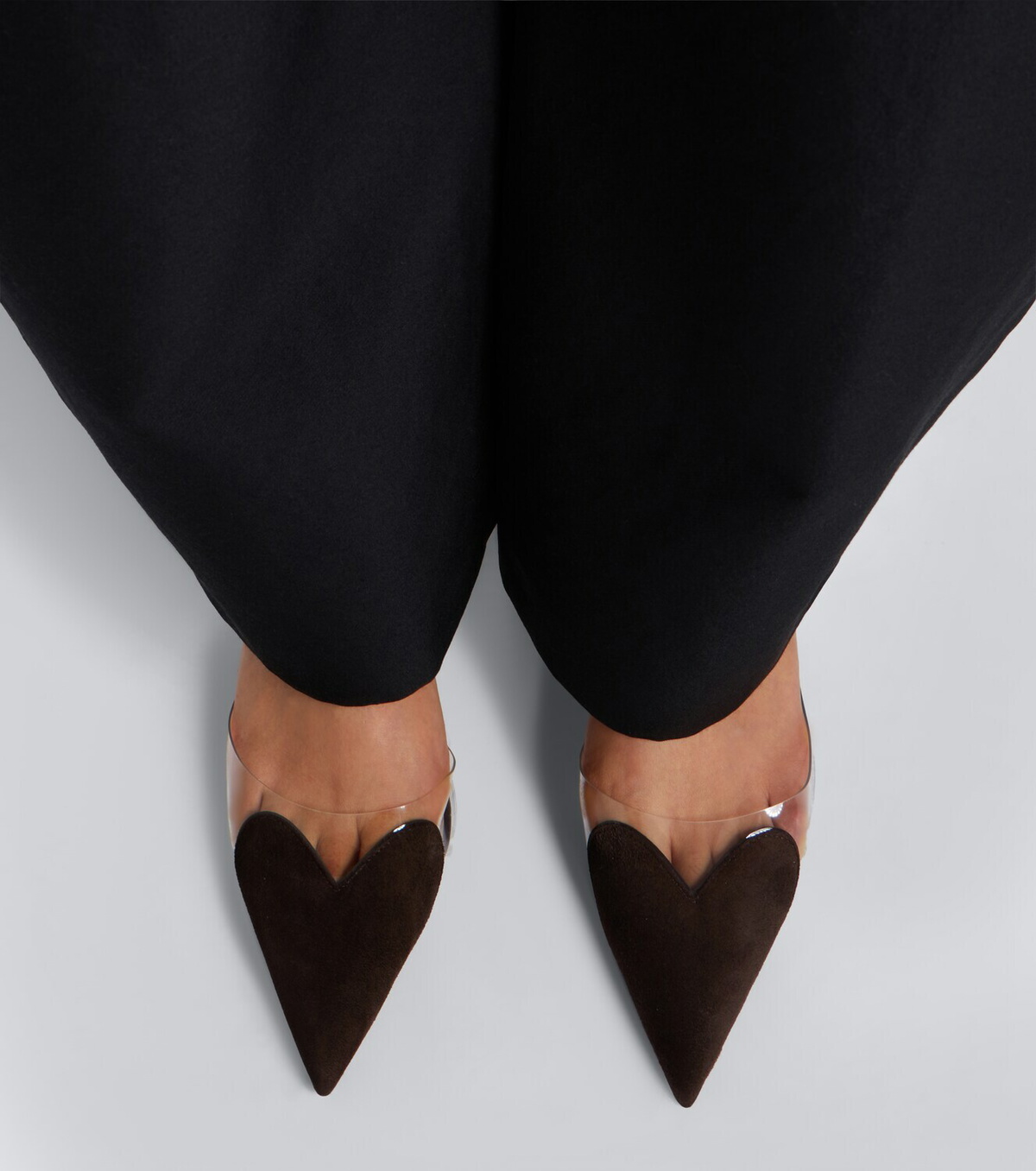 Alaïa Le Cœur suede wedge mules