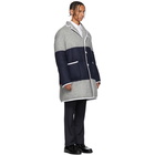 Thom Browne Grey and Navy Down Sack Fit Overcoat