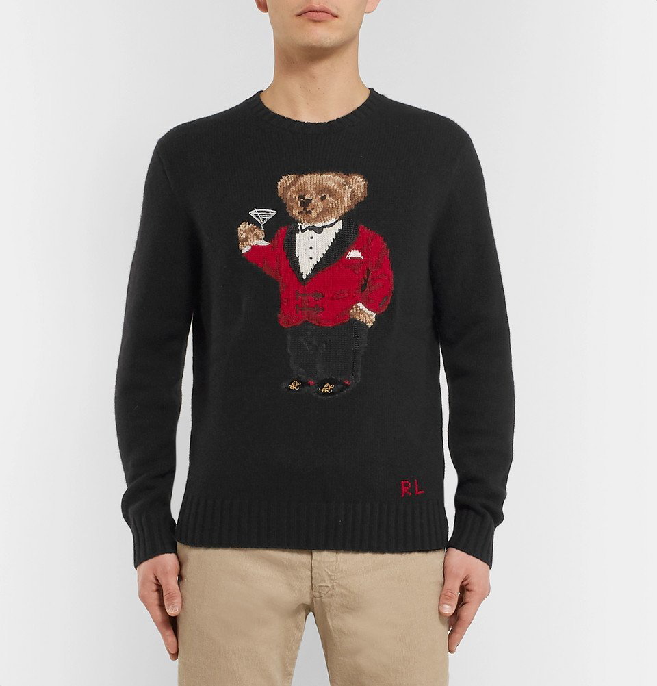 Polo Lauren - Bear-Intarsia Sweater Men - Black Polo Ralph Lauren