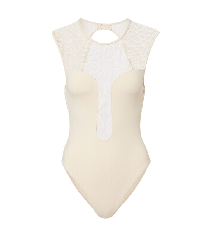 Photo: Eres Unique mesh-trimmed jersey bodysuit