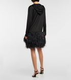 Tom Ford Feather-trimmed silk hoodie minidress