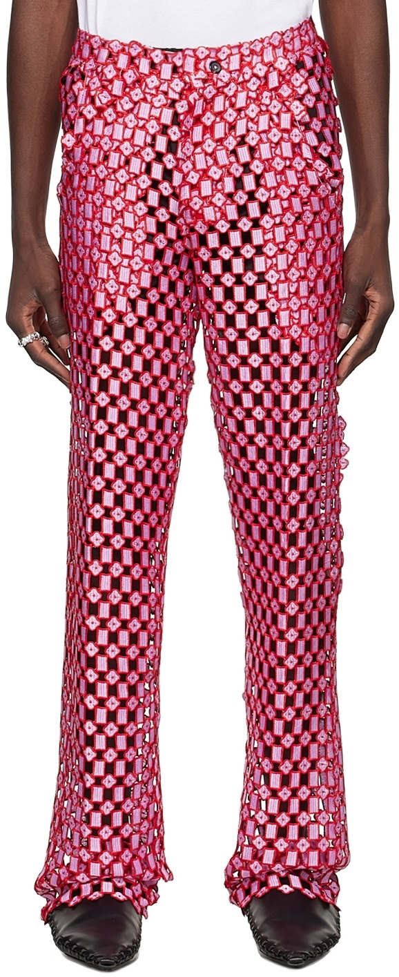 Tokyo James Pink & Red Lace Trousers