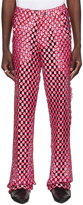Photo: Tokyo James Pink & Red Lace Trousers