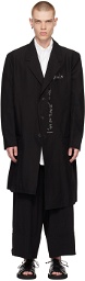 Yohji Yamamoto Black Pleated Hem Coat