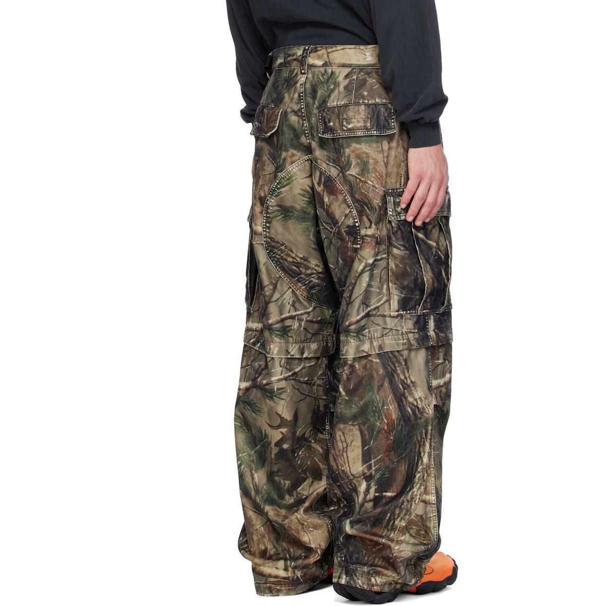 Balenciaga Brown Camo Flocked Cotton Baggy Cargo Pants