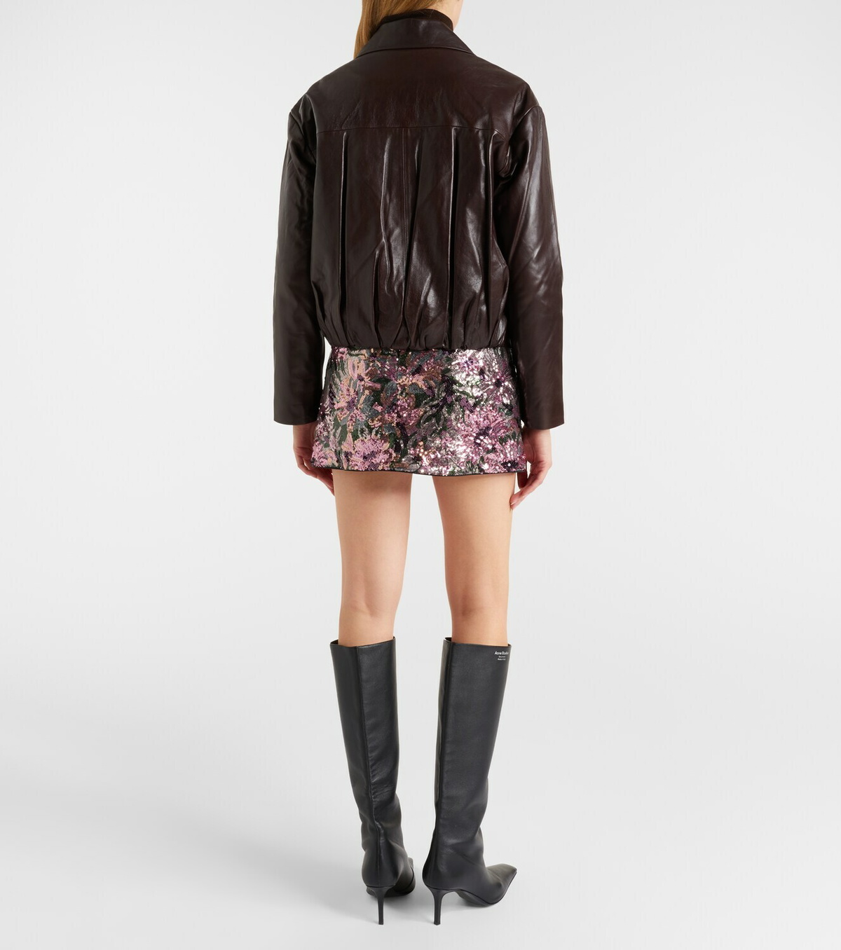 Self-Portrait Floral sequined miniskirt