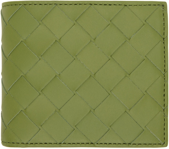 Photo: Bottega Veneta Green Intrecciato Bi-Fold Coin Purse Wallet