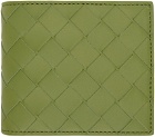 Bottega Veneta Green Intrecciato Bi-Fold Coin Purse Wallet