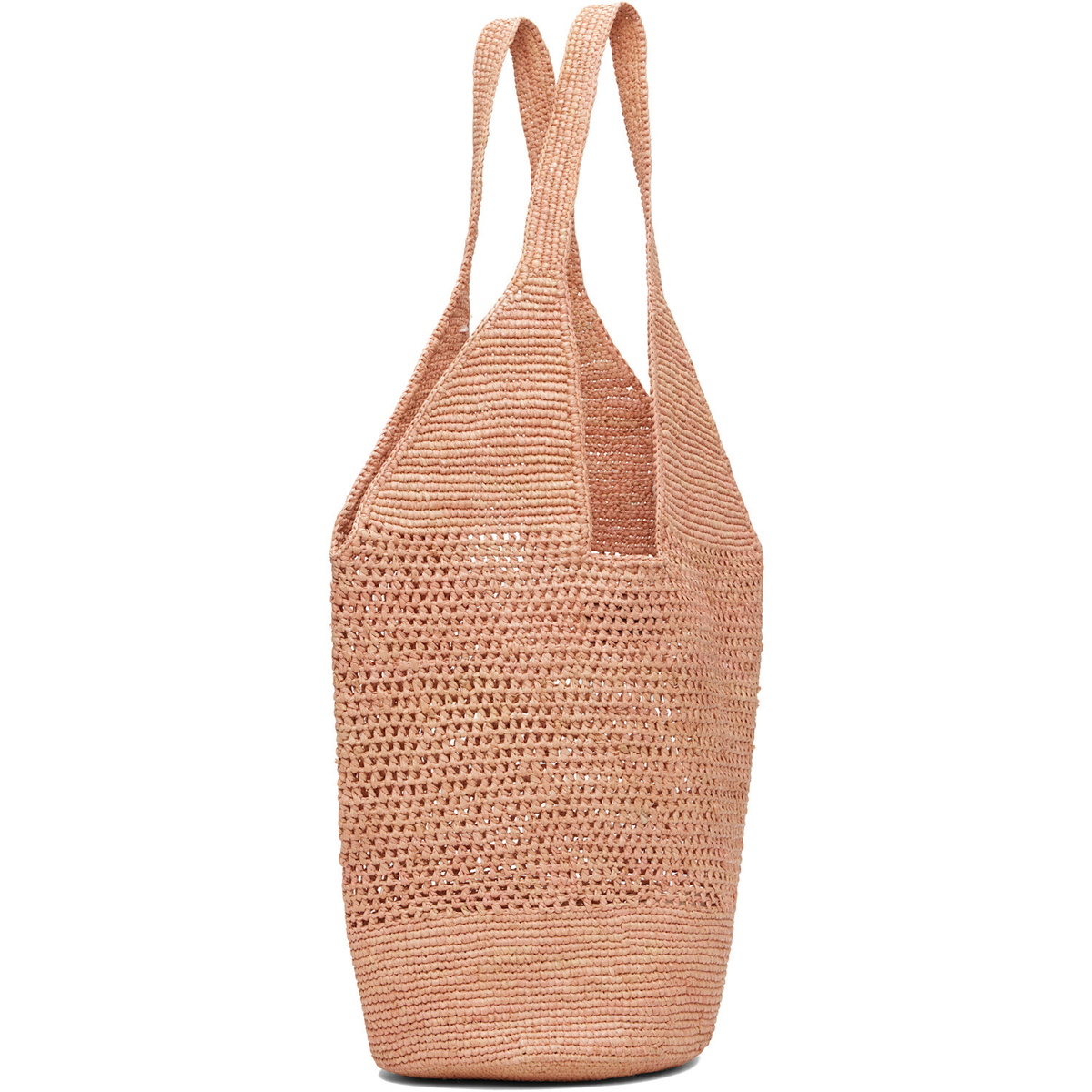 ANINE BING Pink Leah Logo Raffia Bag