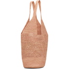 ANINE BING Pink Leah Logo Raffia Bag