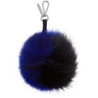 Fendi Black and Blue Fur Bag Bugs Keychain