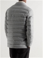Ermenegildo Zegna - Leather-Trimmed Quilted Cashmere-Blend Down Jacket - Gray