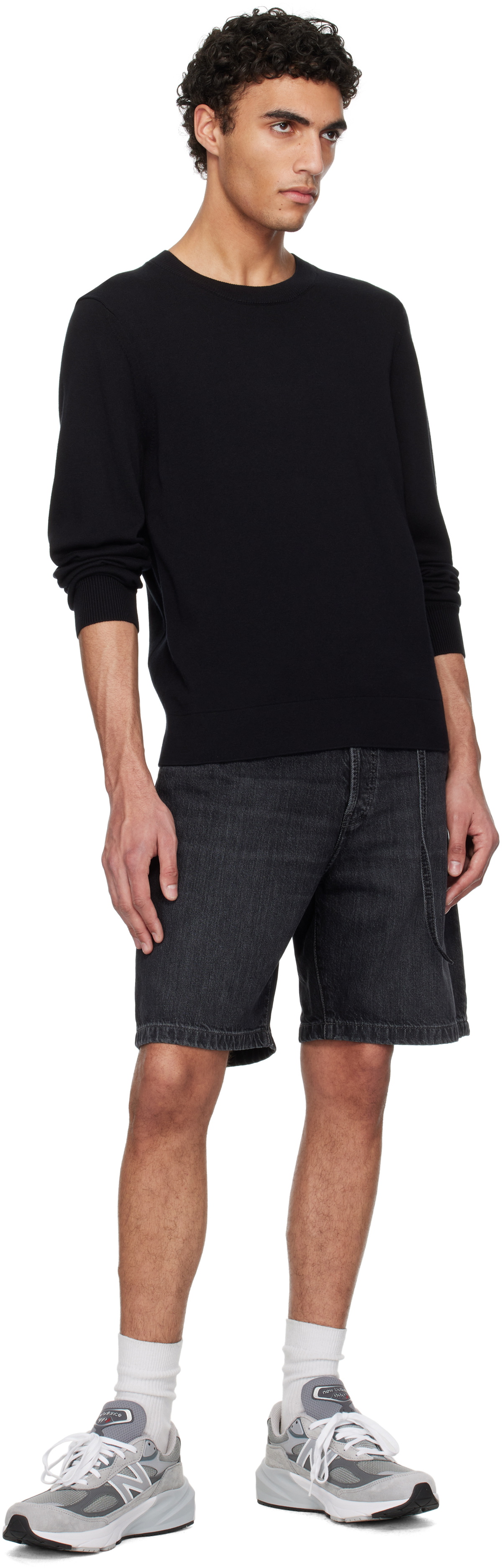 Reigning Champ Black Cotton Cashmere Riviera Crewneck Sweater