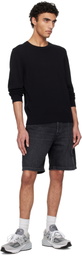 Reigning Champ Black Cotton Cashmere Riviera Crewneck Sweater