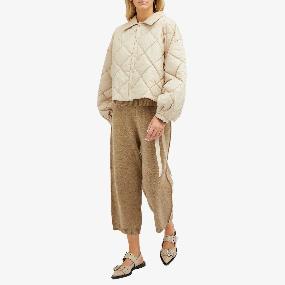 Deiji Studios Women's Quilted Coat in Fawn