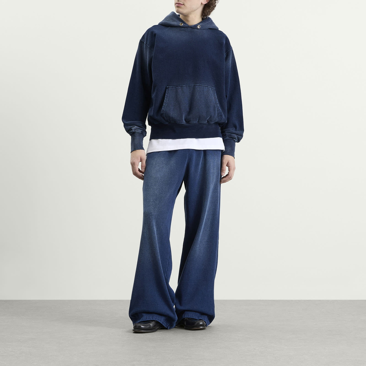Les Tien Men's Heavyweight Hoodie in Dark Denim