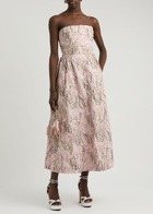 Bernadette Dette Strapless Floral-embroidered Taffeta Midi Dress Multi Print