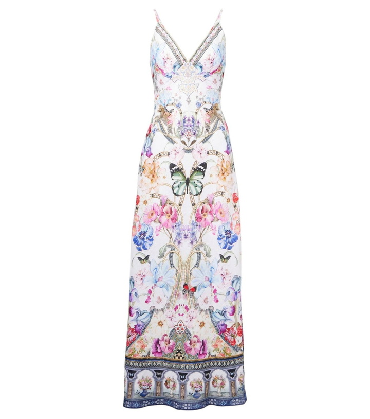 Photo: Camilla Crystal-embellished linen slip dress