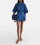 Zimmermann Aster embroidered denim shorts