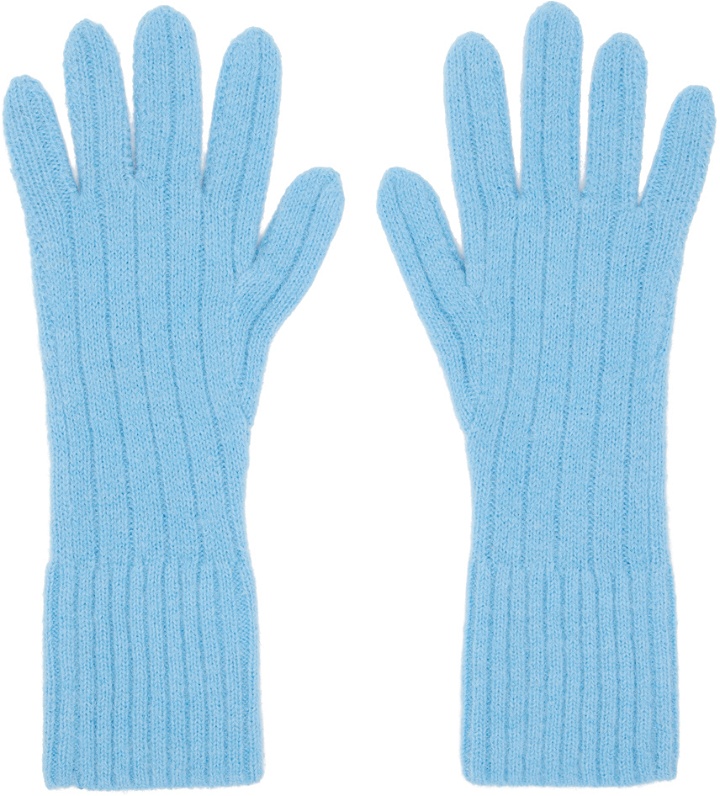 Photo: Dries Van Noten Blue Ribbed Gloves