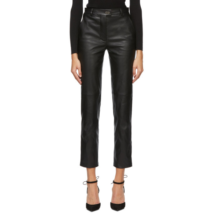 Photo: Salvatore Ferragamo Black Leather Trousers