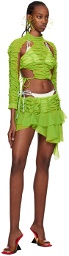 Ester Manas Green Ruched Miniskirt