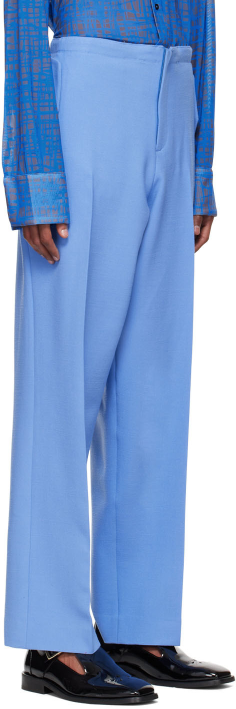 Maximilian Davis Blue Polyester Trousers