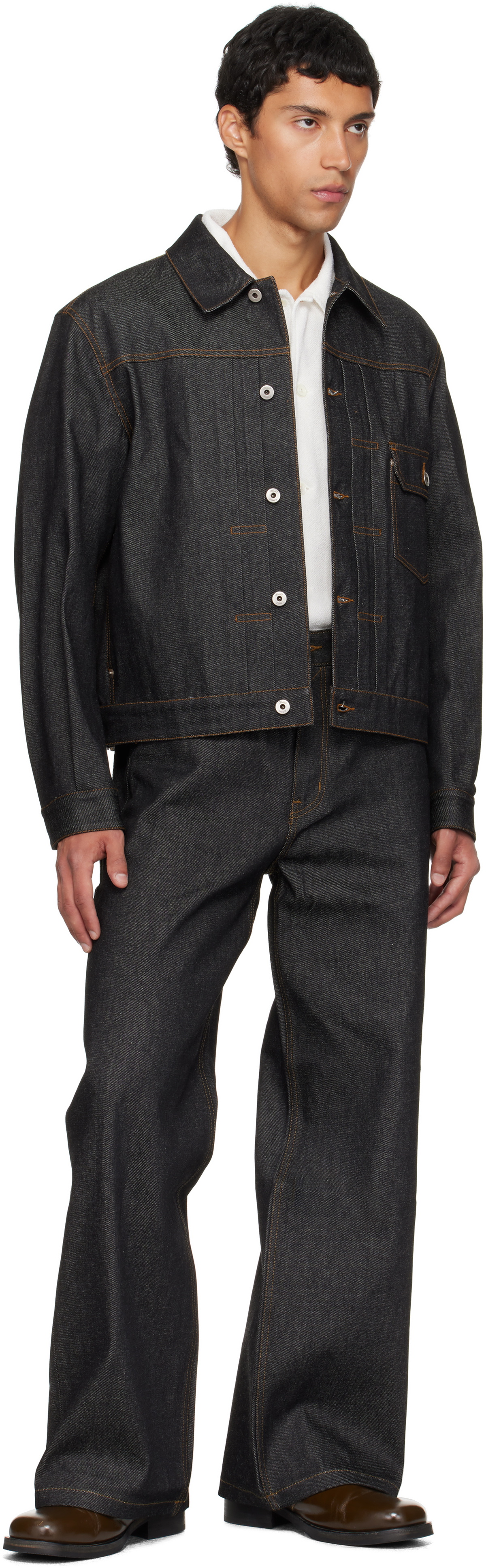 COOR Navy Rigid Semi Wide Jeans