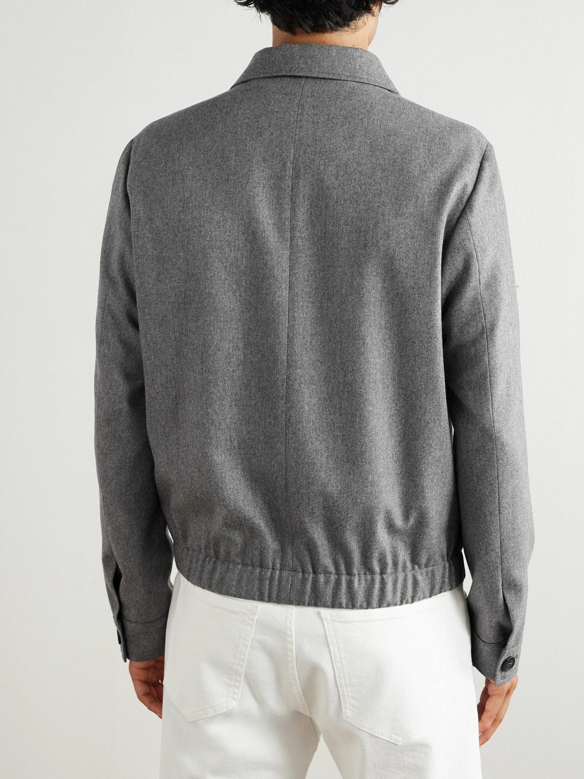 Incotex - Brushed Wool-Blend Flannel Bomber Jacket - Gray