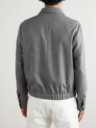 Incotex - Brushed Wool-Blend Flannel Bomber Jacket - Gray