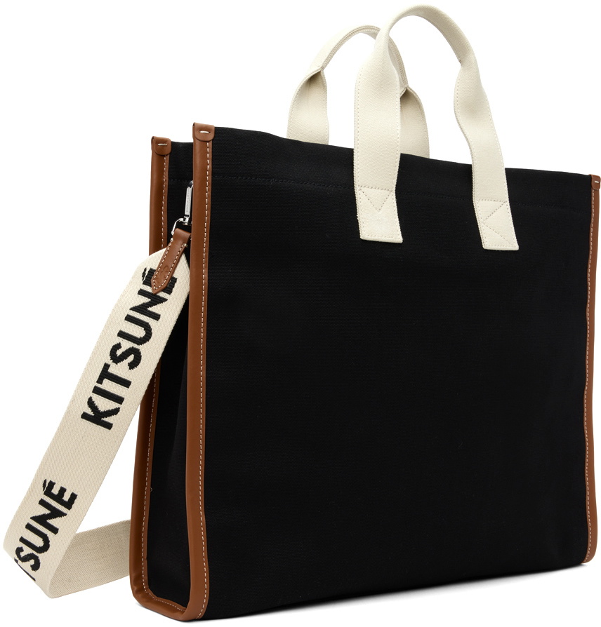 Maison Kitsuné Black Contour Fox E/W Tote Maison Kitsune