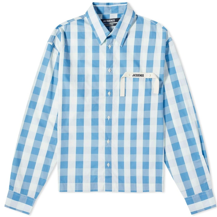 Photo: Jacquemus Men's Paper Check Shirt in Blue/White Check