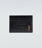 Saint Laurent - Croc-effect leather card holder