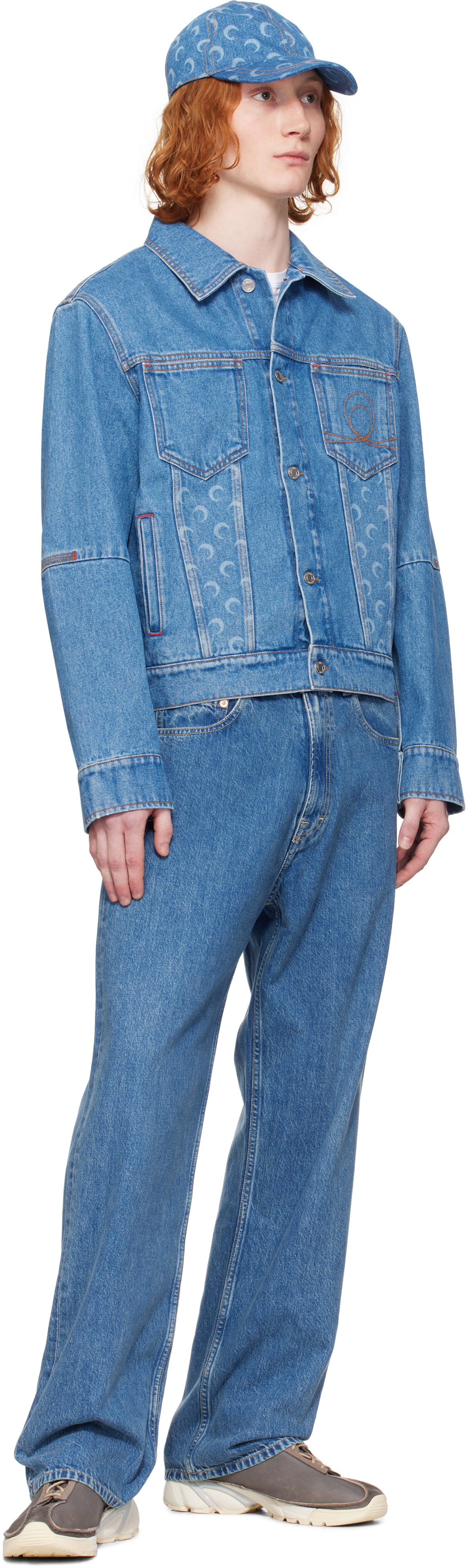 Marine Serre Blue Moon Laser Denim Trucker Jacket