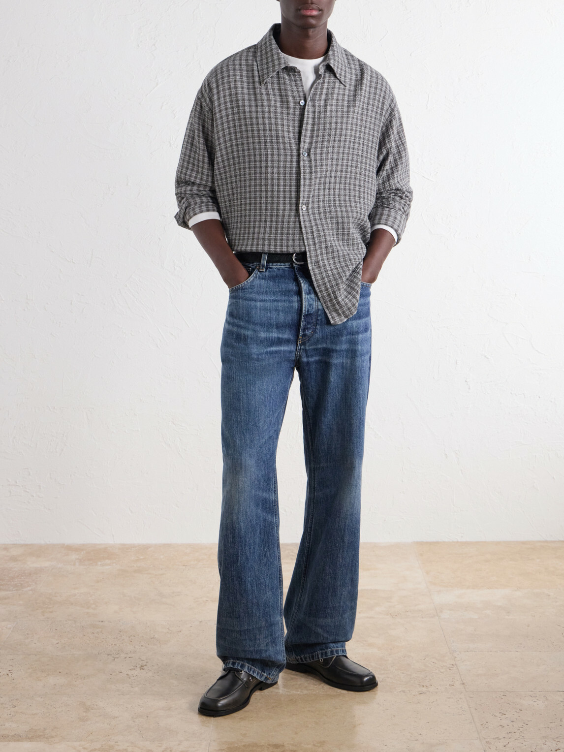 mfpen - Vacation Checked Cotton and Wool-Blend Seersucker Shirt - Gray