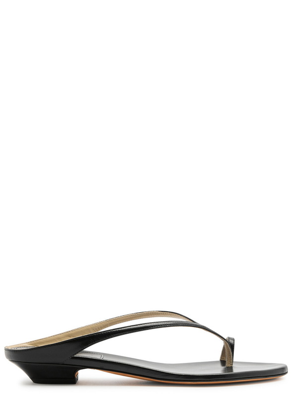 Photo: Khaite Marion Leather Thong Sandals Black