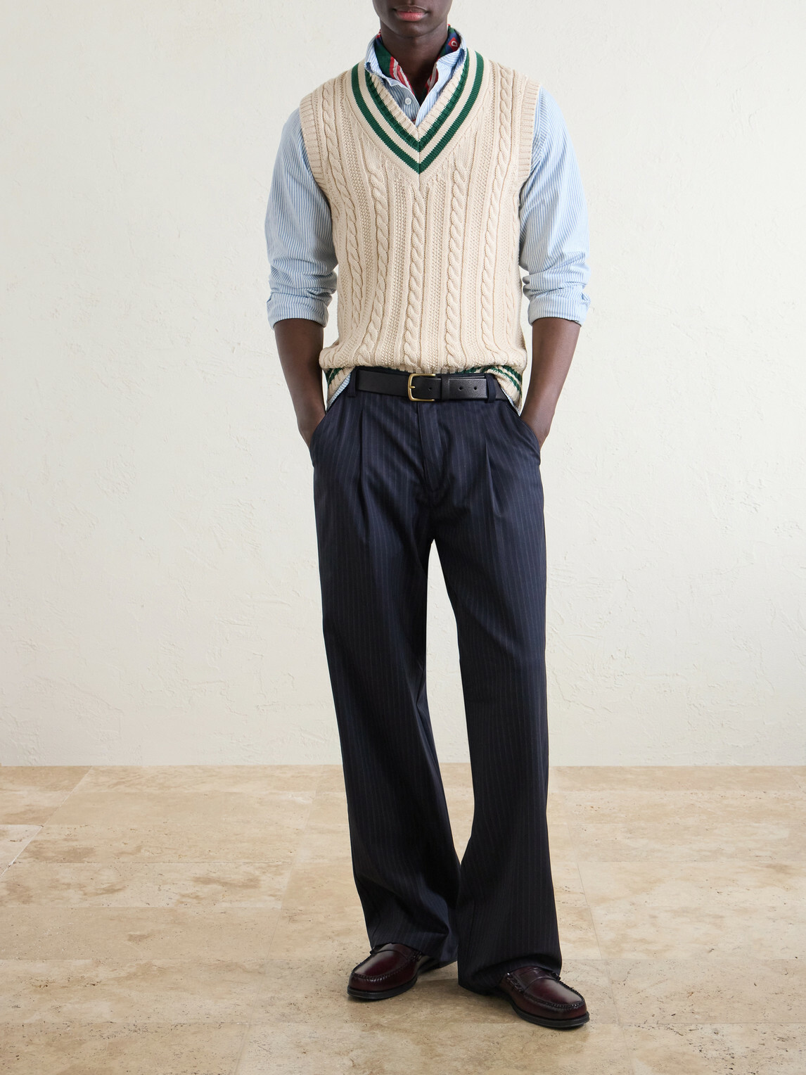 Drake's - Button-Down Collar Striped Cotton Shirt - Blue