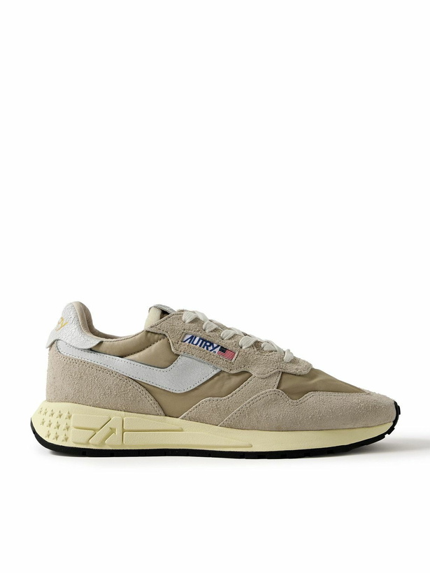 Photo: Autry - Reelwind Low Cracked-Leather Trimmed Suede and Shell Sneakers - Brown