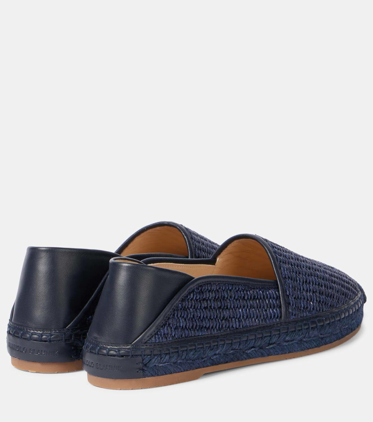 Manolo Blahnik Espadra leather-trimmed raffia espadrilles