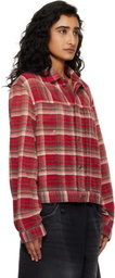 R13 Red Relaxed Pleated Trucker Jacket