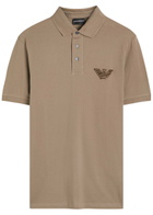 Emporio Armani Logo Piqué Cotton Polo Shirt Camel
