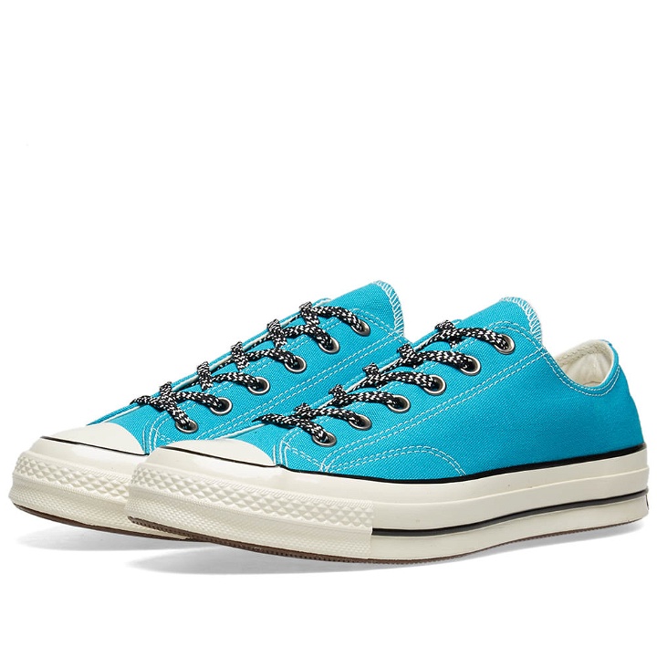 Photo: Converse Chuck Taylor 1970s Ox Vintage Canvas Mountaineering Rapid Teal, Black & Egret
